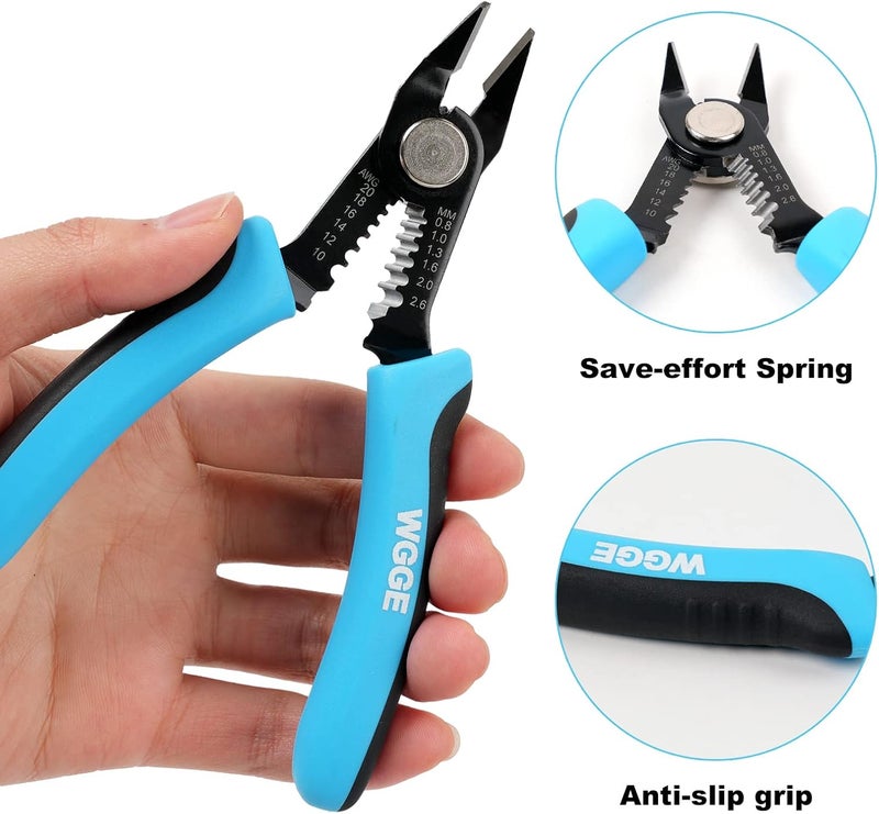 WGGE Wire Cutters Precision Flush Pliers with Supplementary Stripping, Cutting Pliers, Handy and Slim Diagonal Cutters, Ultra Sharp Wire Cutter, 10-20AWG wire stripper (6 inch) - Image 3